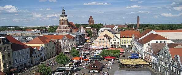Blick auf den Markt in der Cottbusser Altstadt