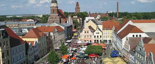 Blick auf den Markt in der Cottbusser Altstadt