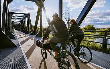 Radfahrer an der Europabrücke
