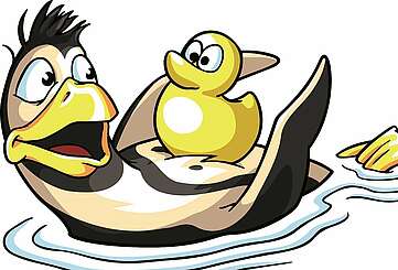 Pinguin mit Ente