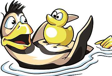 Pinguin mit Ente