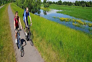 Radler auf dem Oder-Neiße-Radweg