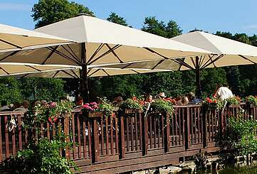 Die Seeterrasse des Restaurants Boddensee