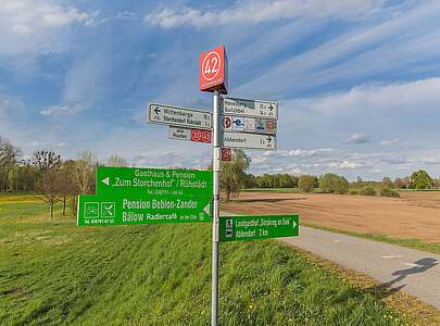 Knotenpunktwegweiser bei Rühstädt