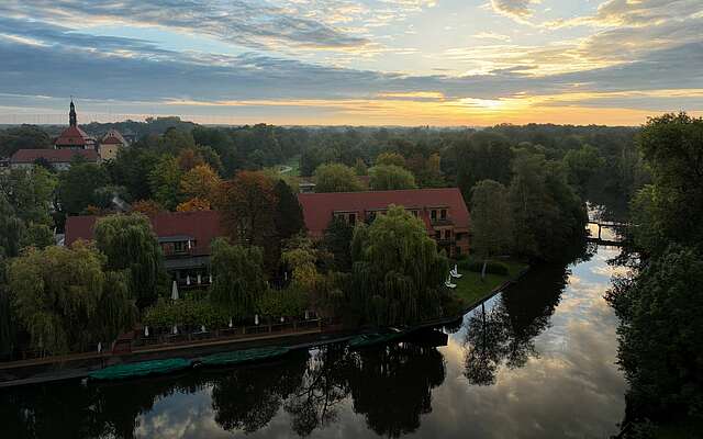 Luftbild vom Strandhaus Lübben