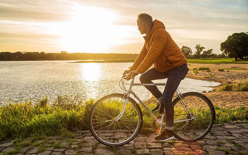 Radfahrer an der Elbe