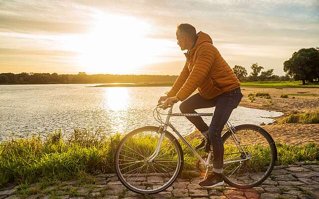Radfahrer an der Elbe