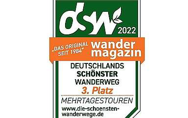 Auszeichnung Wandermagazin DSW 2022 Platz 3