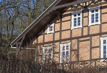 Blick auf das Schweizer Haus in Stolpe