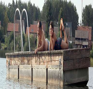 Pause auf einer Badeinsel