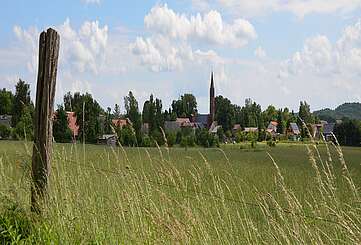 Sicht auf das Ökodorf Brodowin
