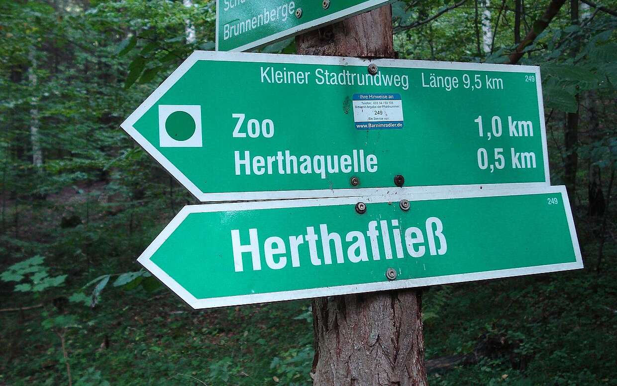 Einer der vielen Seitenarme der Schwärze ist das Herthafließ. Und nicht weit entfernt befindet sich der Zoo Eberswalde.