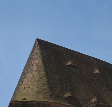 Dächer der Marienkirche und des Rathauses in Herzberg
