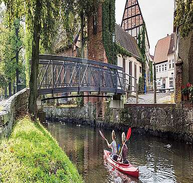 Kanuwanderer auf der Stepenitz in Perleberg