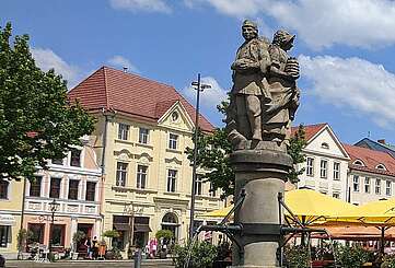Altmarkt und Marktbrunnen in Cottbus