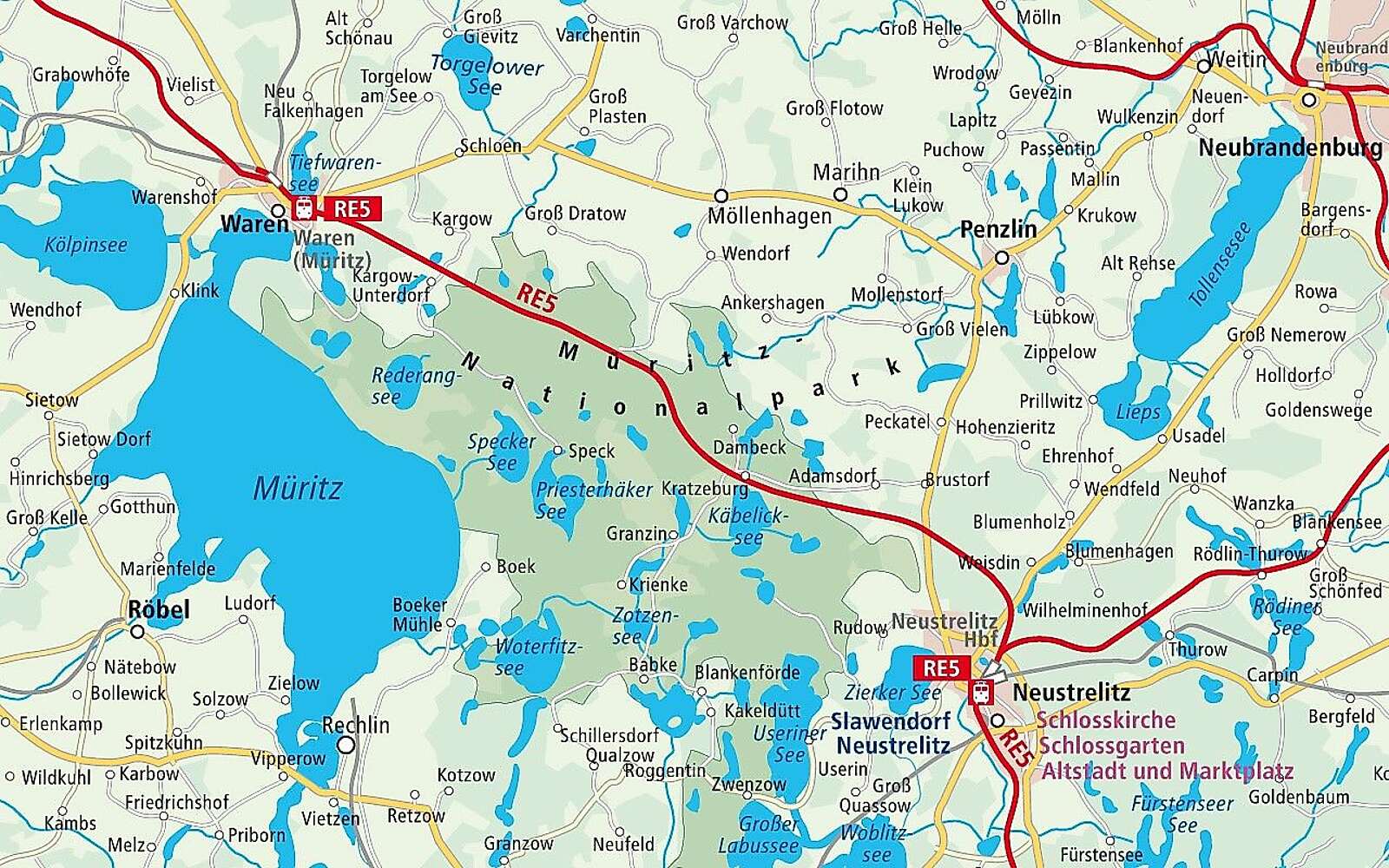 Anreise DB Regio Mecklenburgische Seenplatte