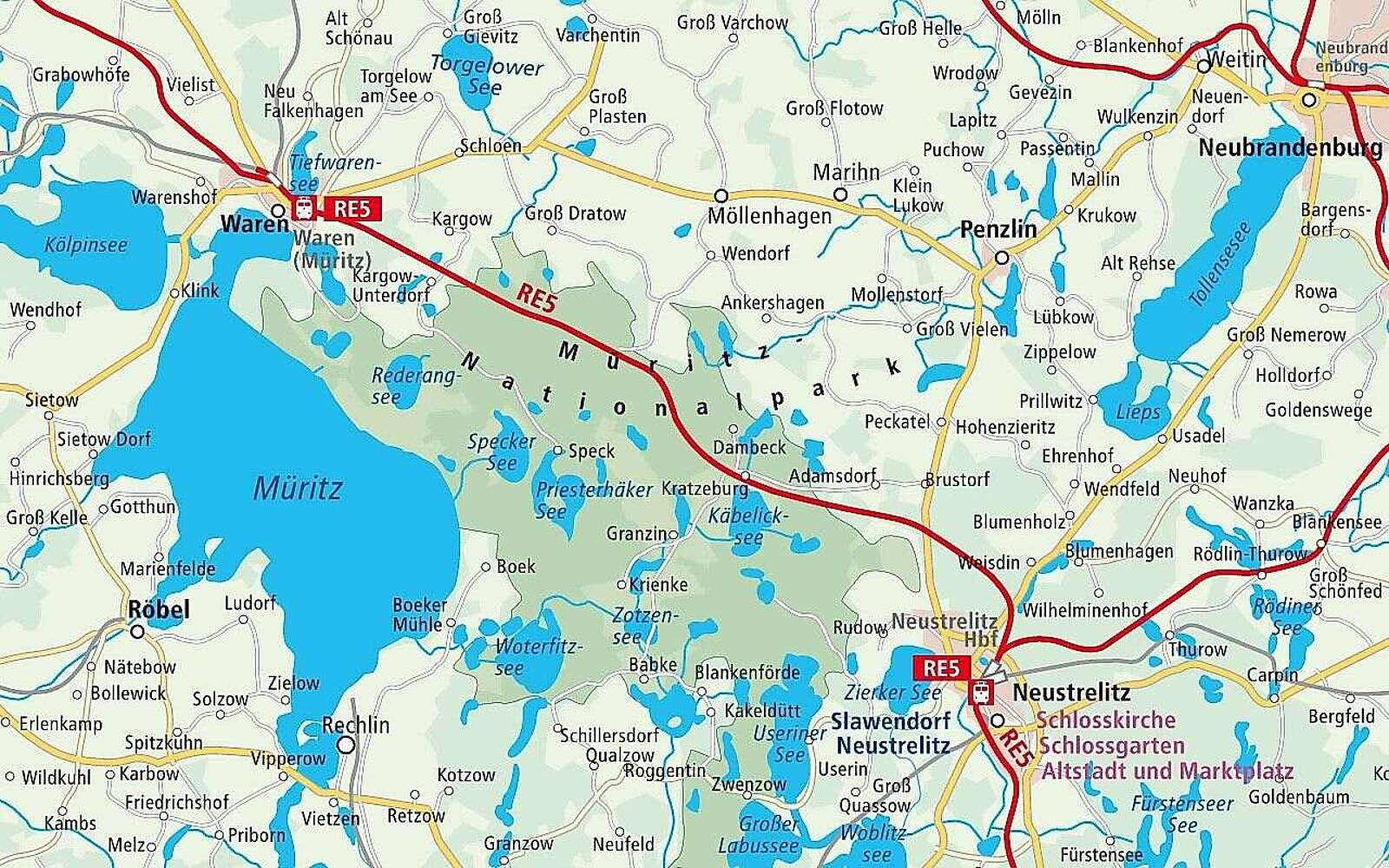 Anreise DB Regio Mecklenburgische Seenplatte