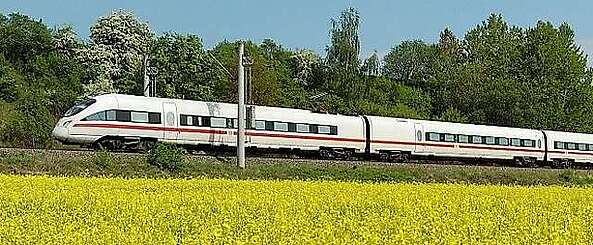 ICE an einem Rapsfeld